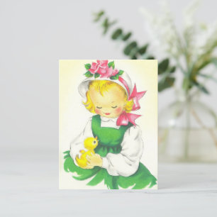 Vintage Little Girl Retro Cute Postcard