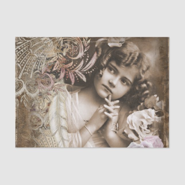 Vintage Little Girl Tissue Paper (Front)