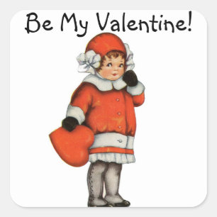 Vintage Little Girl Valentine Sticker