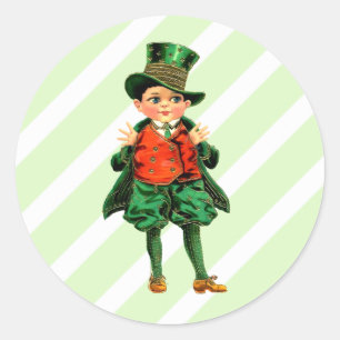 Vintage Little Irish Boy St. Patrick's Day  Classic Round Sticker