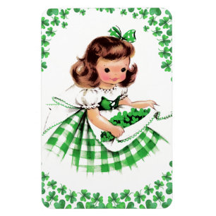 Vintage Little Irish Girl St. Patrick's Day  Magnet