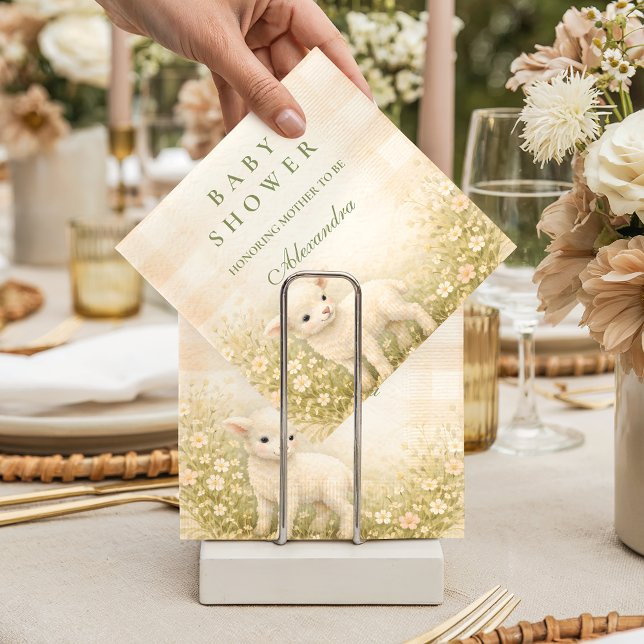 Vintage Little Lamb Meadow Flowers Baby Shower Napkin (Creator Uploaded)