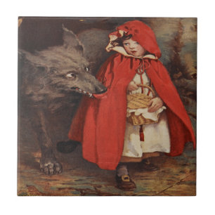 Vintage Little Red Riding Hood and Big Bad Wolf Ceramic Tile
