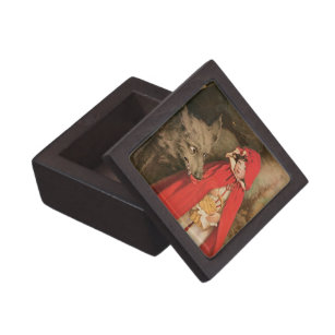 Vintage Little Red Riding Hood and Big Bad Wolf Jewellery Box