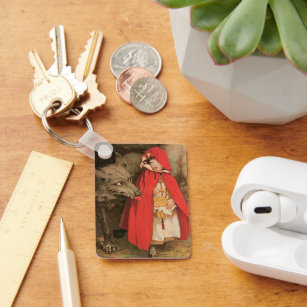 Vintage Little Red Riding Hood and Big Bad Wolf Key Ring