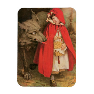 Vintage Little Red Riding Hood and Big Bad Wolf Magnet