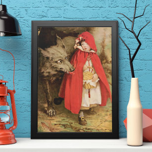 Vintage Little Red Riding Hood and Big Bad Wolf Poster