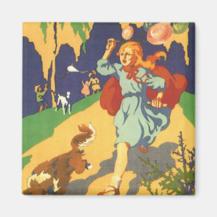 Vintage Little Red Riding Hood at a Birthday Party Magnet
