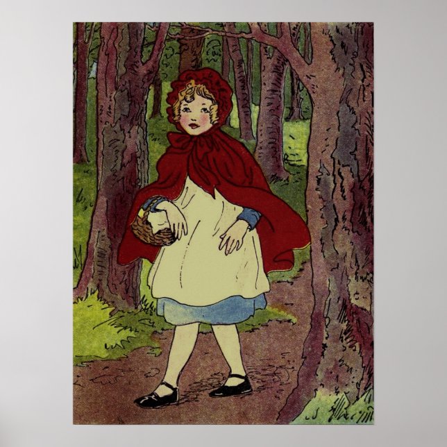 Vintage Little Red Riding hood book art Poster (Front)