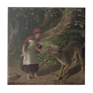 Vintage Little Red Riding Hood Fairy Tale Art Ceramic Tile