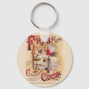 Vintage Little Red Riding Hood Victorian Cocoa Key Ring