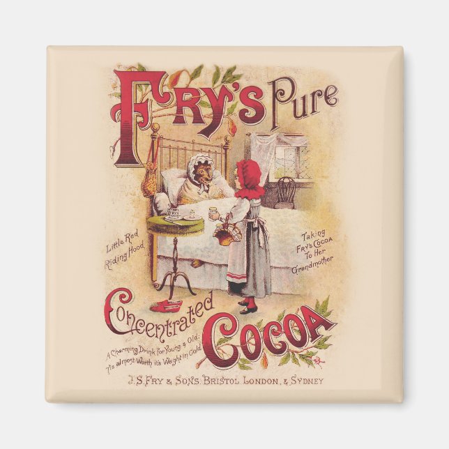 Vintage Little Red Riding Hood Victorian Cocoa Magnet (Front)