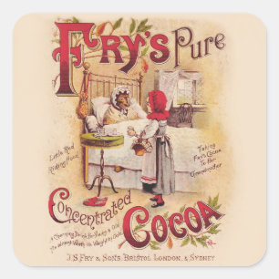 Vintage Little Red Riding Hood Victorian Cocoa Square Sticker