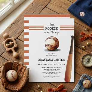 Vintage Little Rookie Baseball Baby Shower Invitation