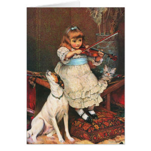 Vintage - Little Violinist & Howling Dog,