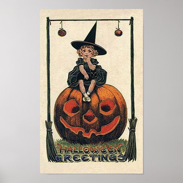 Vintage Little Witch Halloween Poster (Front)