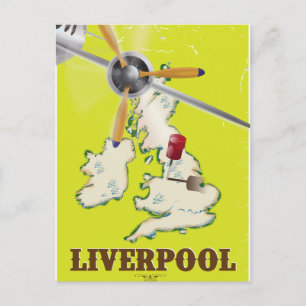Vintage Liverpool Travel Poster Postcard