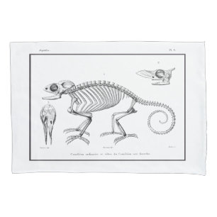 Vintage lizard skeleton pillowcase