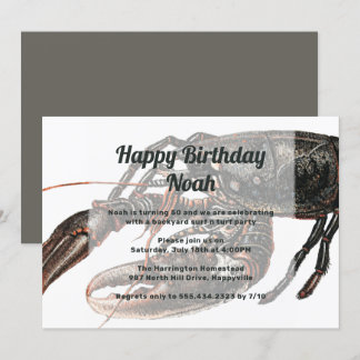 Vintage Lobster Art Birthday Party Invitation