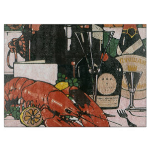 Vintage Lobster Champagne; Fancy Elegant Party Cutting Board