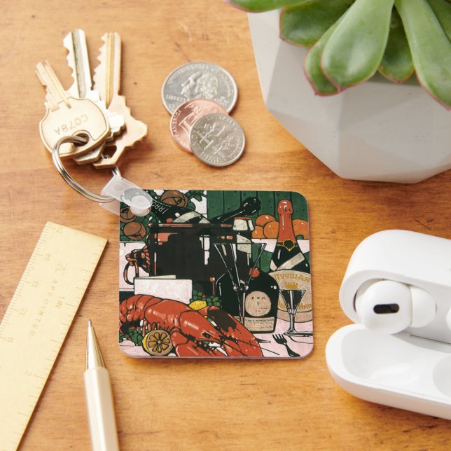 Vintage Lobster Champagne; Fancy Elegant Party Key Ring (Desk)