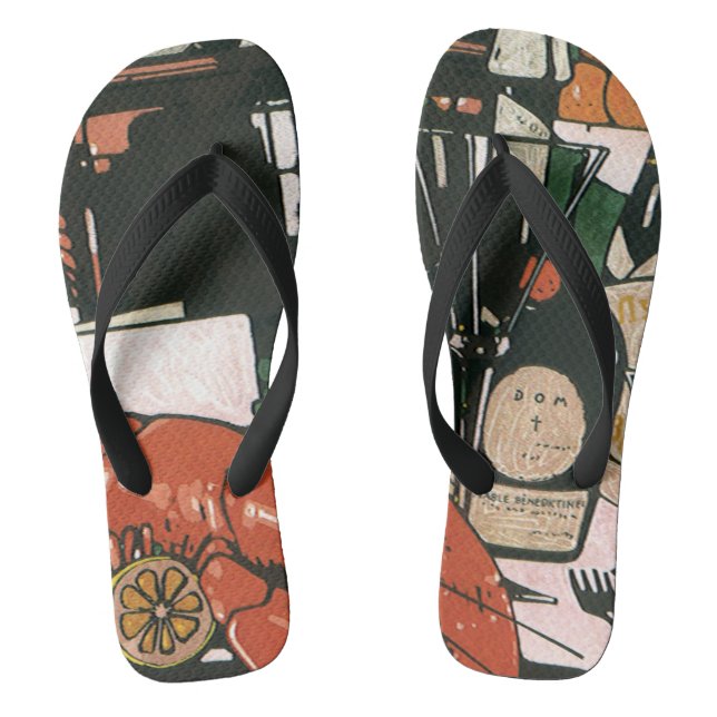 Vintage Lobster Champagne; Fancy Elegant Party Thongs (Footbed)