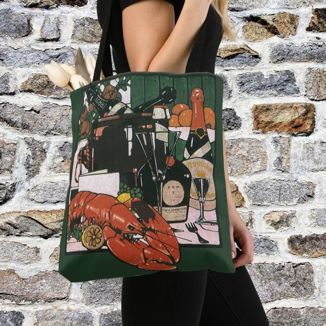 Vintage Lobster Champagne; Fancy Elegant Party Tote Bag (Creator Uploaded)