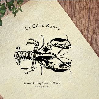 Vintage Lobster Coastal Branding Rubber Stamp