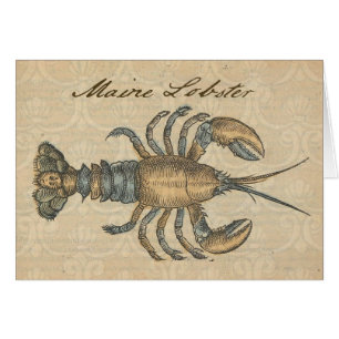 Vintage Lobster Illustration: Coastal Damask