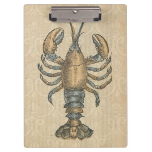 Vintage Lobster Illustration: Coastal Damask Clipboard