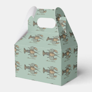Vintage Lobster Illustration: Coastal Damask  Favour Box