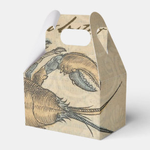 Vintage Lobster Illustration: Coastal Damask  Favour Box