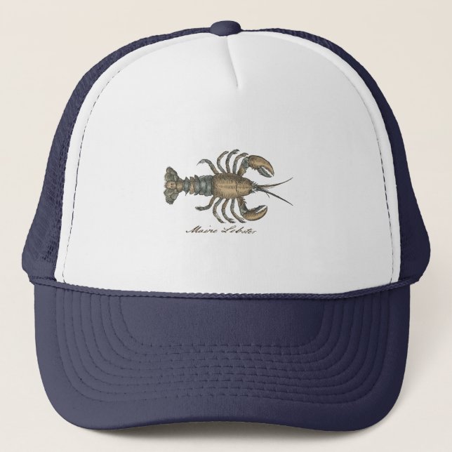 Vintage Lobster illustration Trucker Hat (Front)