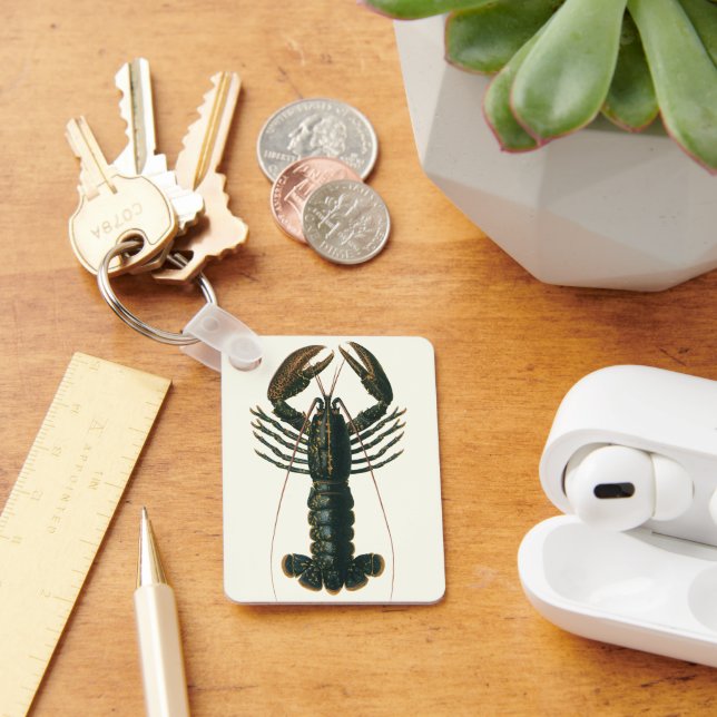 Vintage Lobster, Marine Ocean Life Crustacean Key Ring (Desk)