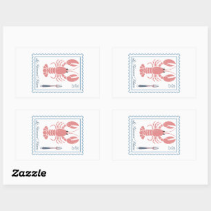 Vintage Lobster Postage Stamp Border Rectangular Sticker