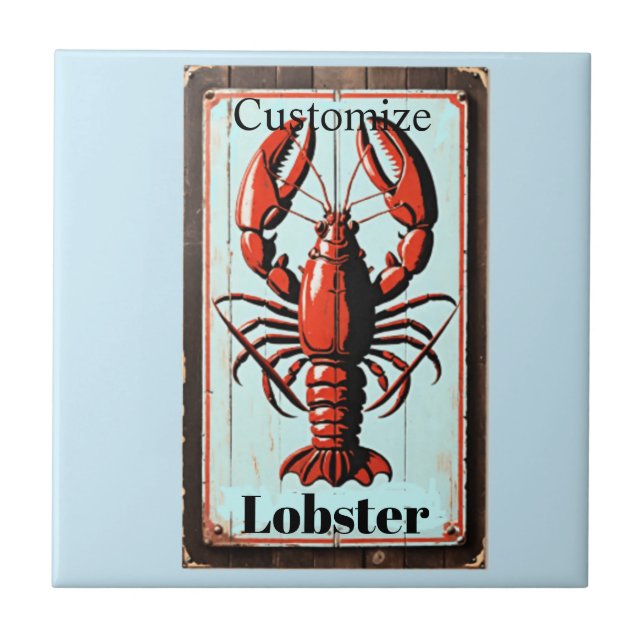 Vintage Lobster Sign Thunder_Cove Ceramic Tile (Front)