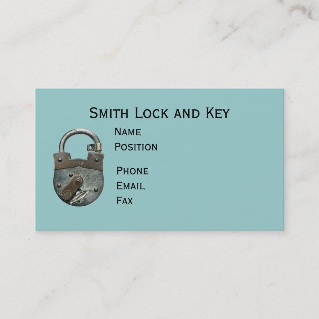 Vintage Lock and Key Business Card (Front)
