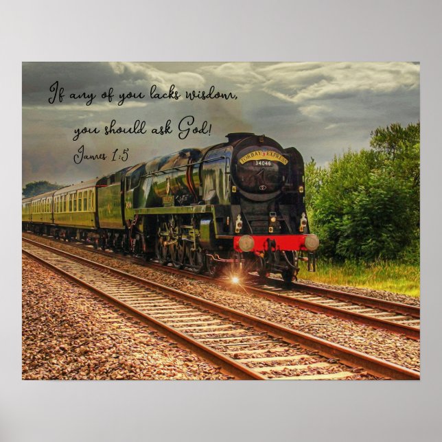 Vintage Locomotive Countryside Wisdom Print (Front)