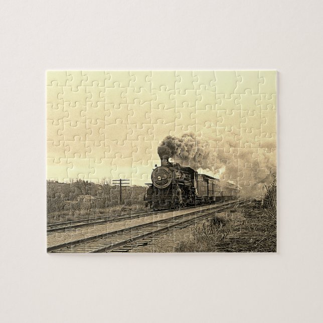 Vintage Locomotive Train Steam Engine Railway Jigsaw Puzzle (Horizontal)
