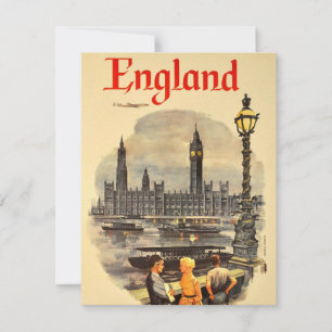 Vintage London Air Travel Big Ben Parliament Holiday Card