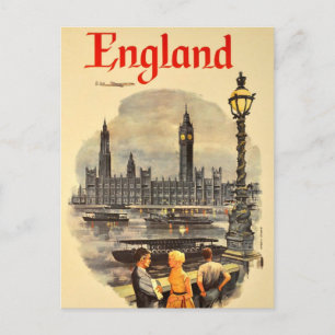 Vintage London Air Travel Big Ben Parliament Holiday Postcard