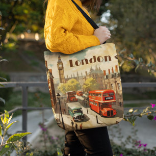 Vintage London Big Ben Custom Text Tote Bag