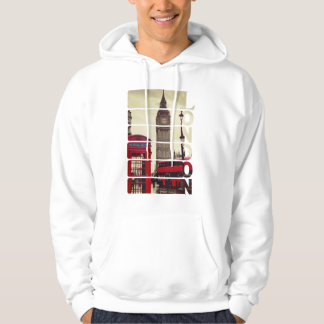 Vintage London Big Ben & Red Bus Photo Art Hoodie