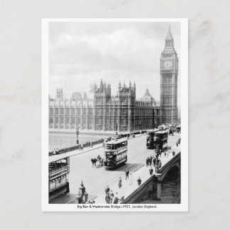 Vintage London, Big Ben, Westminster Bridge Postcard
