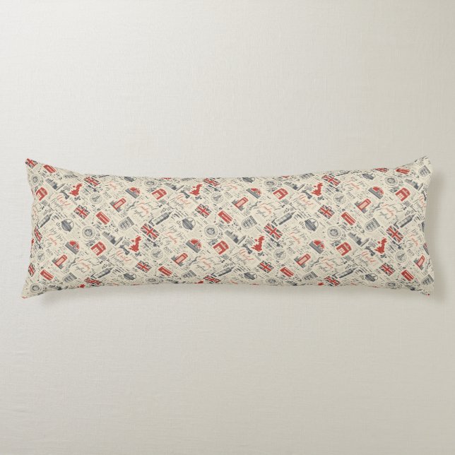 Vintage London Body Pillow (Front)