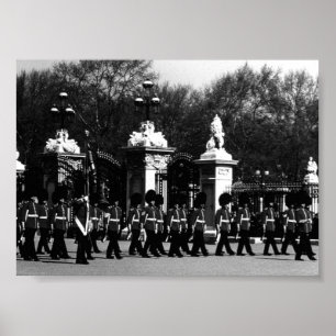 Vintage London Changing guard Buckingham palace Poster