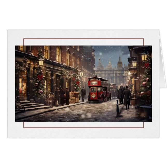 Vintage London Christmas Street Scene  (Front Horizontal)