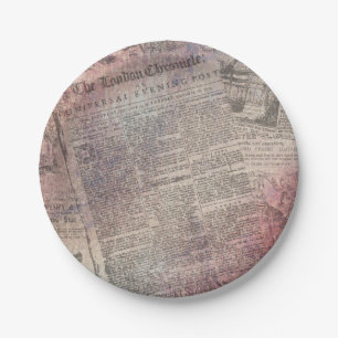 Vintage London Chronicle Newspaper Ads Paper Plate