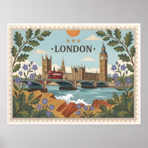 Vintage London Dayscape Postcard Poster