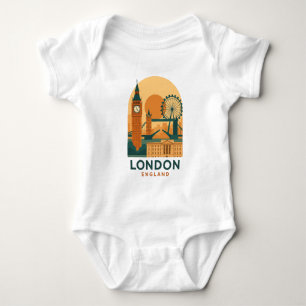 Vintage London England Baby Bodysuit Retro Travel
